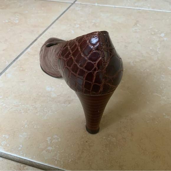 ‼️OFFERS Vintage Genuine Alligator Skin Heels Petra Italy 4.5 HTF Burgundy - Picture 12 of 16